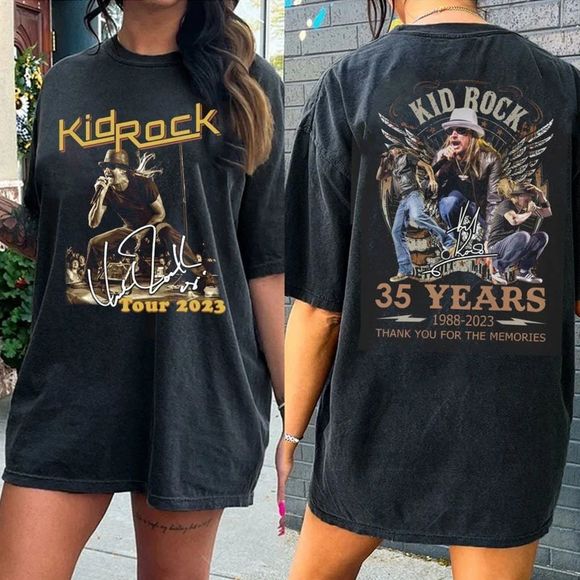 Gildan Tops - Kid Rock World Tour 2023 2 sided Tshirt Kid Rock Anniversary Shirt